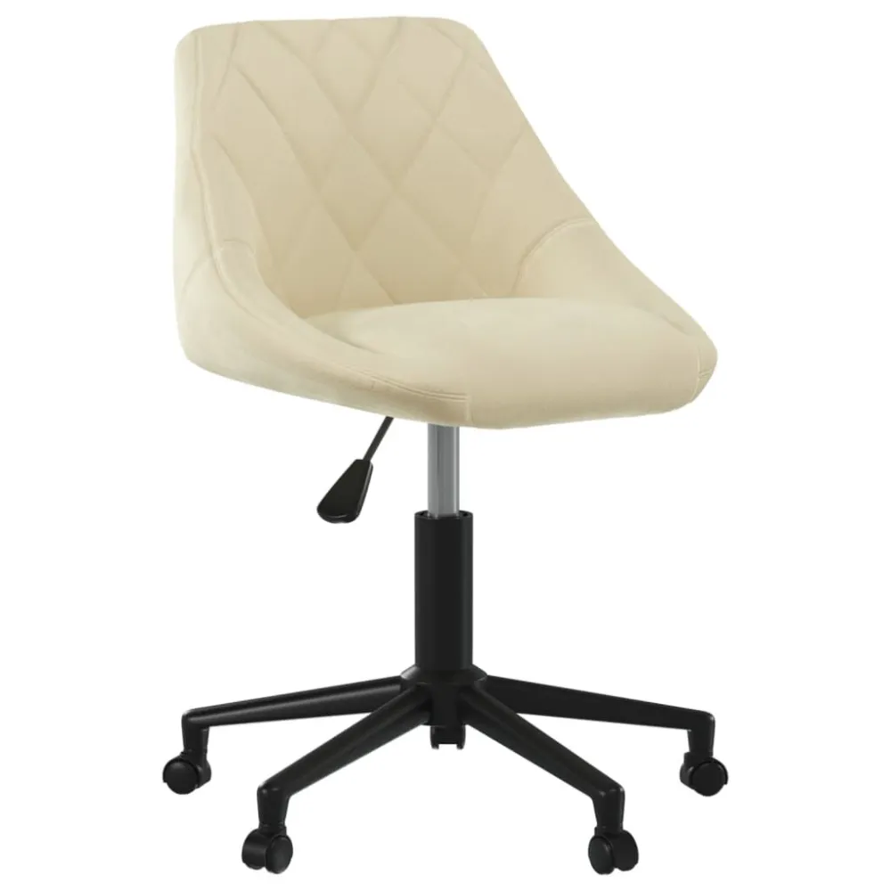 Cadeira de jantar giratória veludo cor creme | Ergonômico | Ajustável