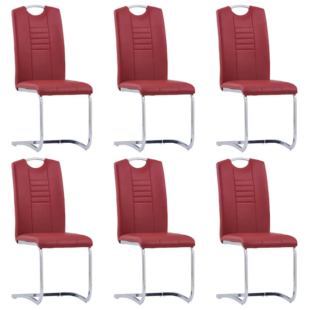 Cadeiras de jantar cantilever 6 pcs couro artificial vermelho Dimensões Profissionais