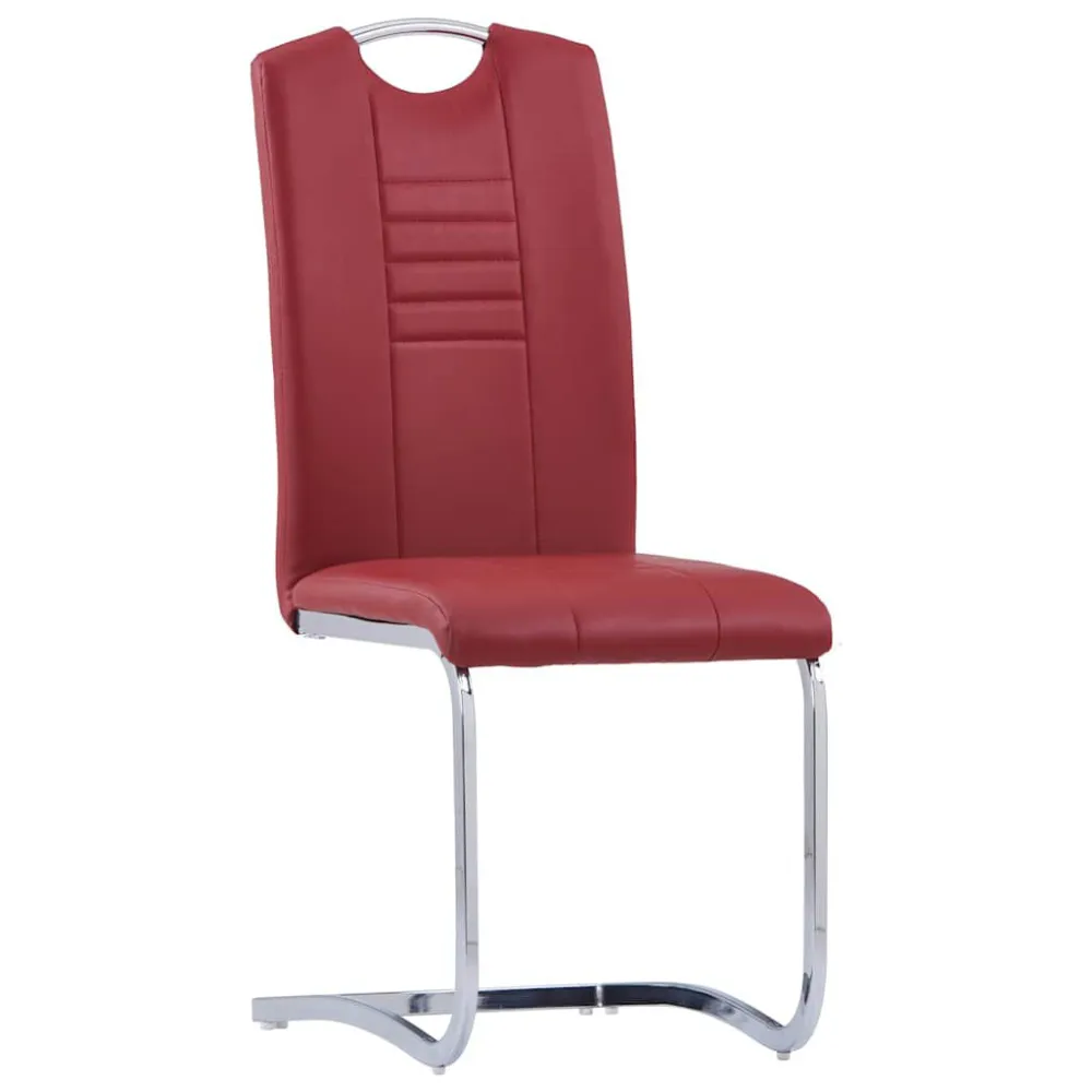 Cadeiras de jantar cantilever 6 pcs couro artificial vermelho Dimensões Profissionais