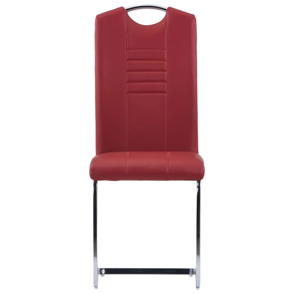 Cadeiras de jantar cantilever 6 pcs couro artificial vermelho Dimensões Profissionais