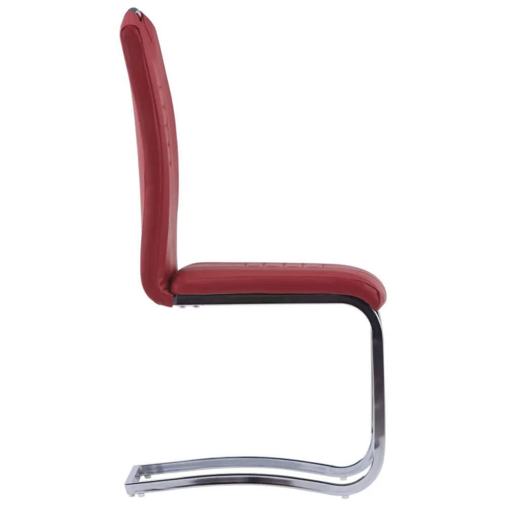Cadeiras de jantar cantilever 6 pcs couro artificial vermelho Dimensões Profissionais