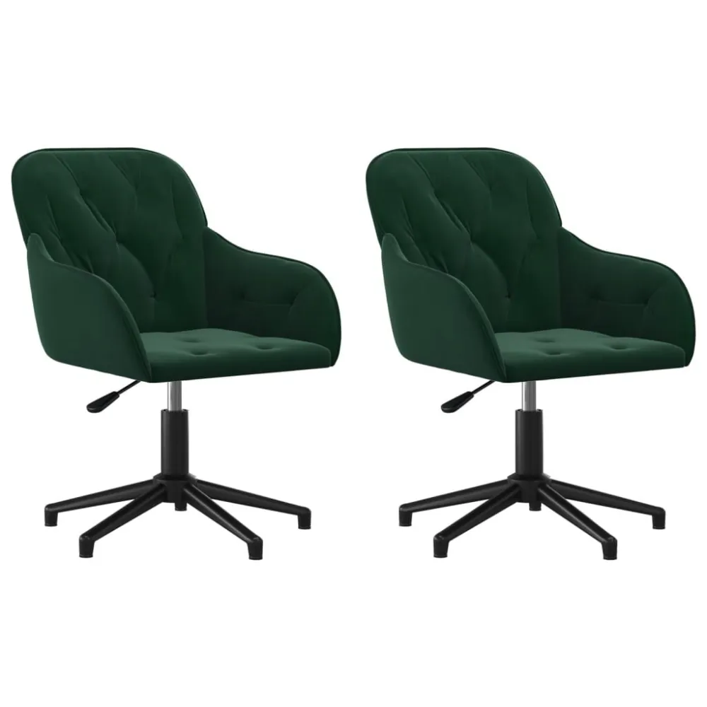 Cadeiras de jantar giratorias 2 pcs veludo verde-escuro em Preto e Vermelho