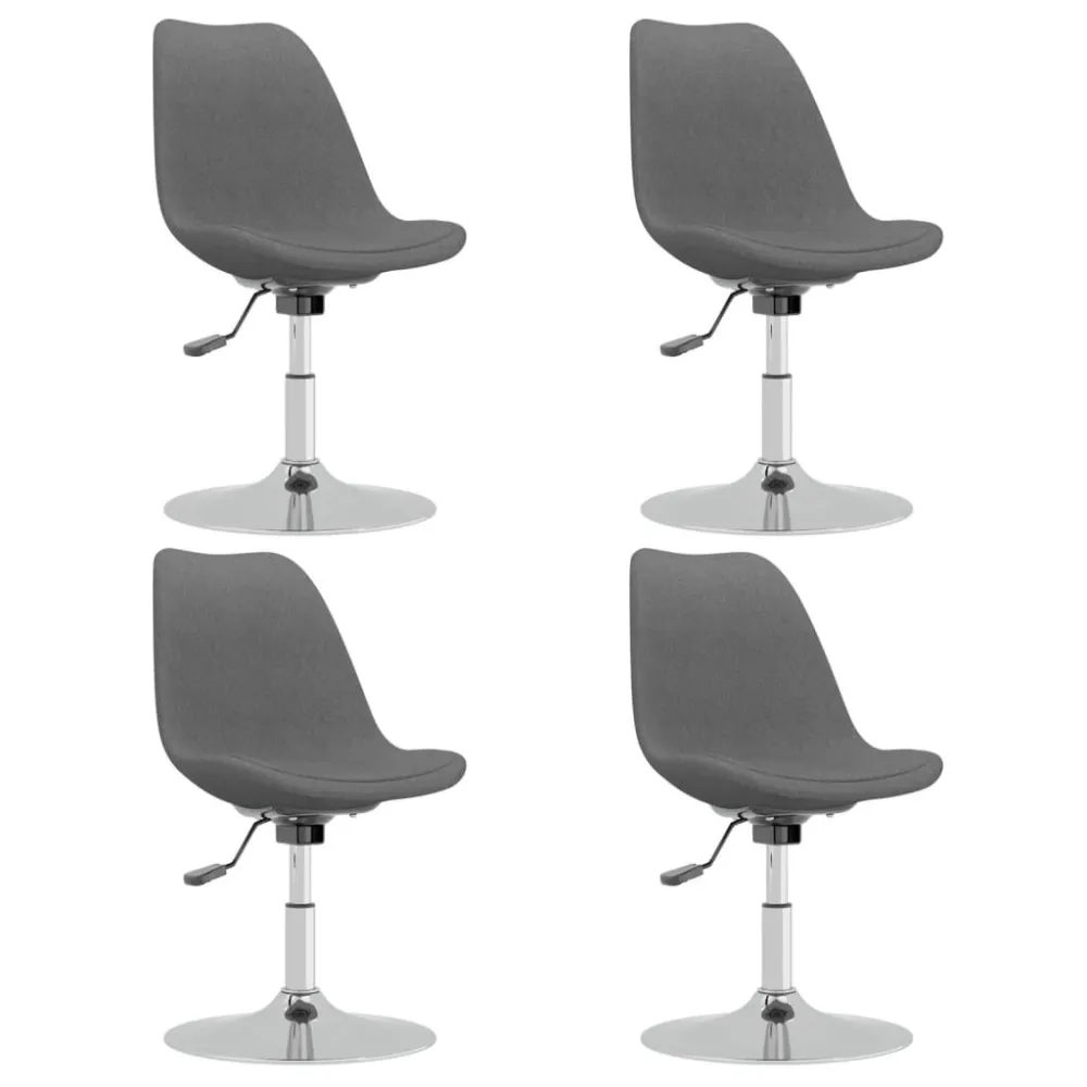 Cadeiras de jantar giratórias 4 pcs tecido cinzento-claro - Design Modular e Ajustável