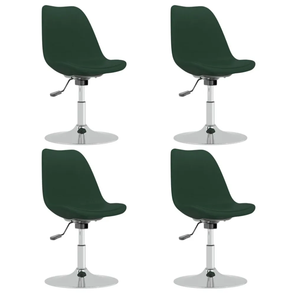 Cadeiras de jantar giratórias 4 pcs tecido verde-escuro com Regulagem de Altura
