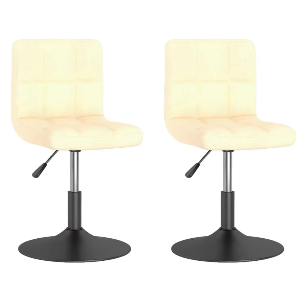 Cadeiras de jantar giratórias 2 pcs veludo cor creme Montagem em 1 Hora