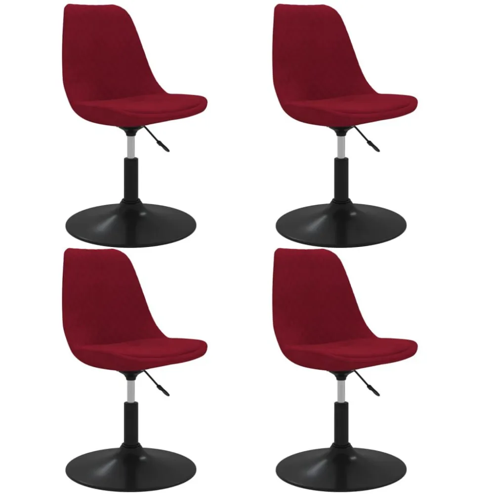 Cadeiras de jantar giratórias 4 pcs veludo vermelho tinto | Ergonômico | Ajustável