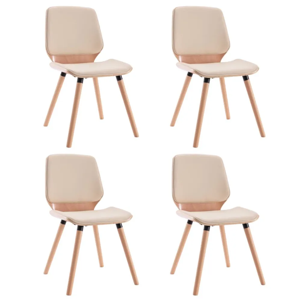 Cadeiras de jantar 4 pcs couro art. creme em Preto e Vermelho