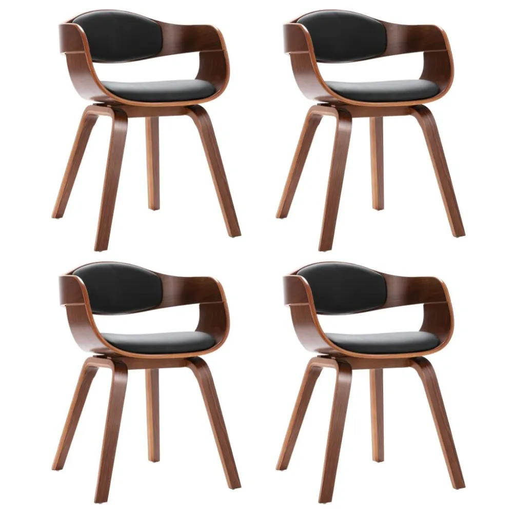 Cadeiras jantar 4 pcs madeira curvada e couro artificial Edição Gamer Pro