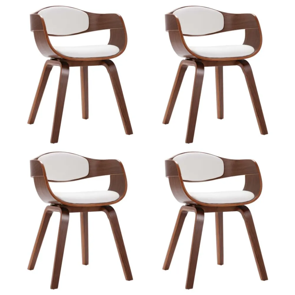 Cadeiras jantar 4 pcs madeira curvada e couro artificial com Porta-copos Integrado