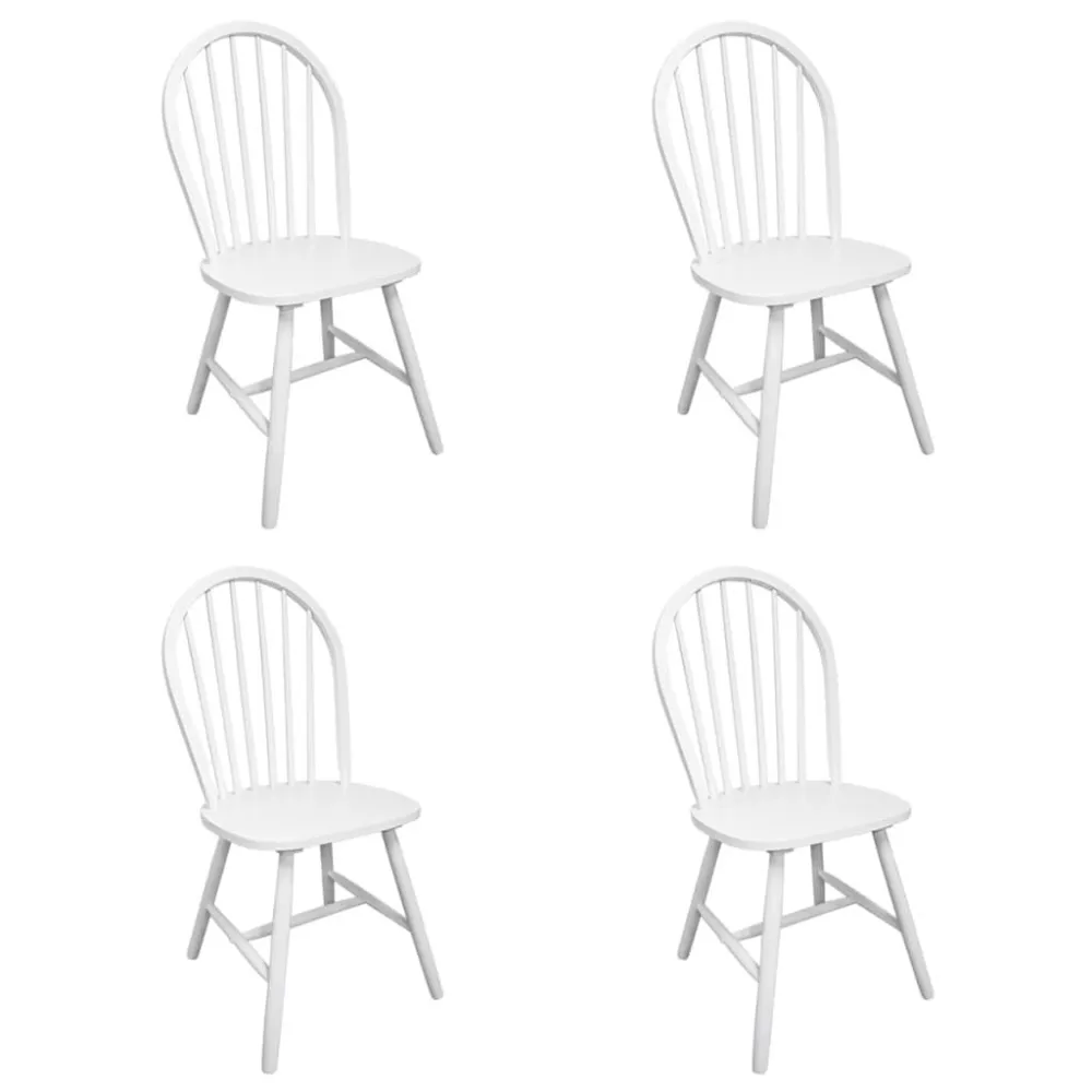 Cadeiras de jantar 4 pcs madeira de seringueira maciç branco com Porta-copos Integrado