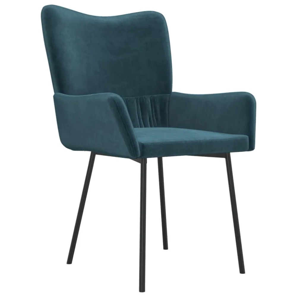 Cadeiras de jantar 2 pcs veludo azul com Porta-copos Integrado