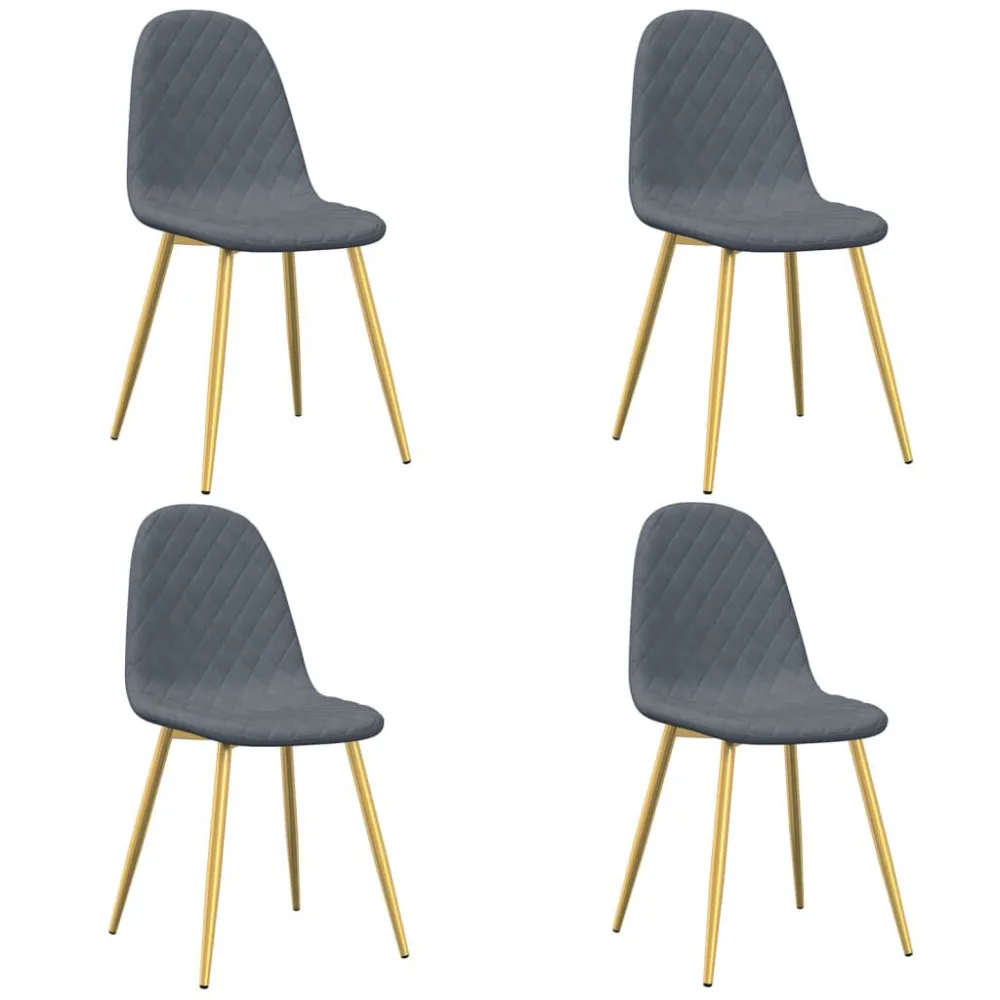 Cadeiras de jantar 4 pcs veludo cinzento-escuro com Fios Organizados
