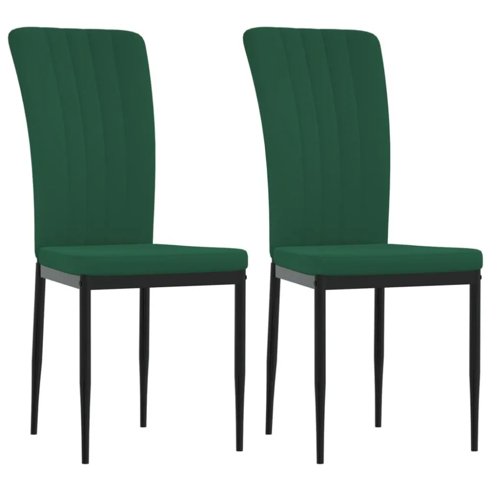 Cadeiras de jantar 2 pcs veludo verde-escuro | Ergonômico | Ajustável