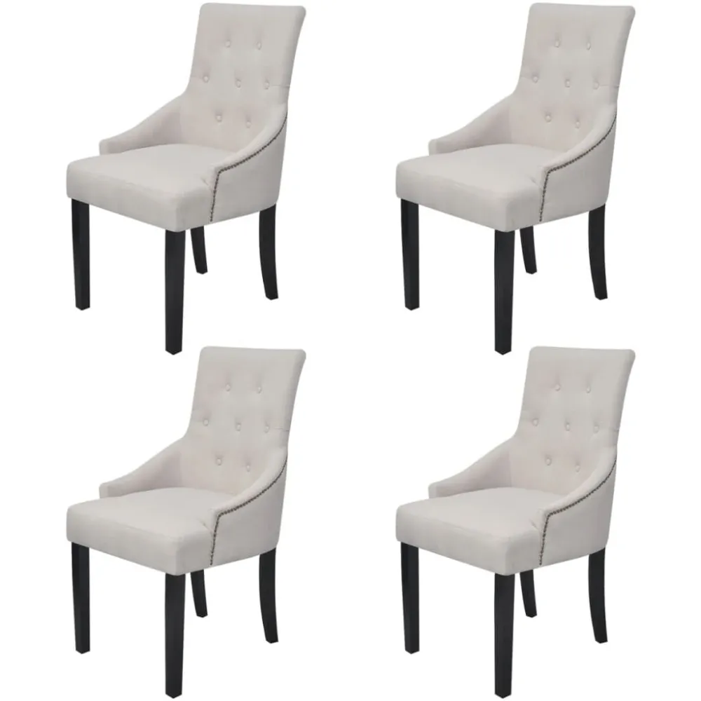 Ergonômico de Alta Qualidade Cadeiras de jantar 4 pcs tecido cinzento creme
