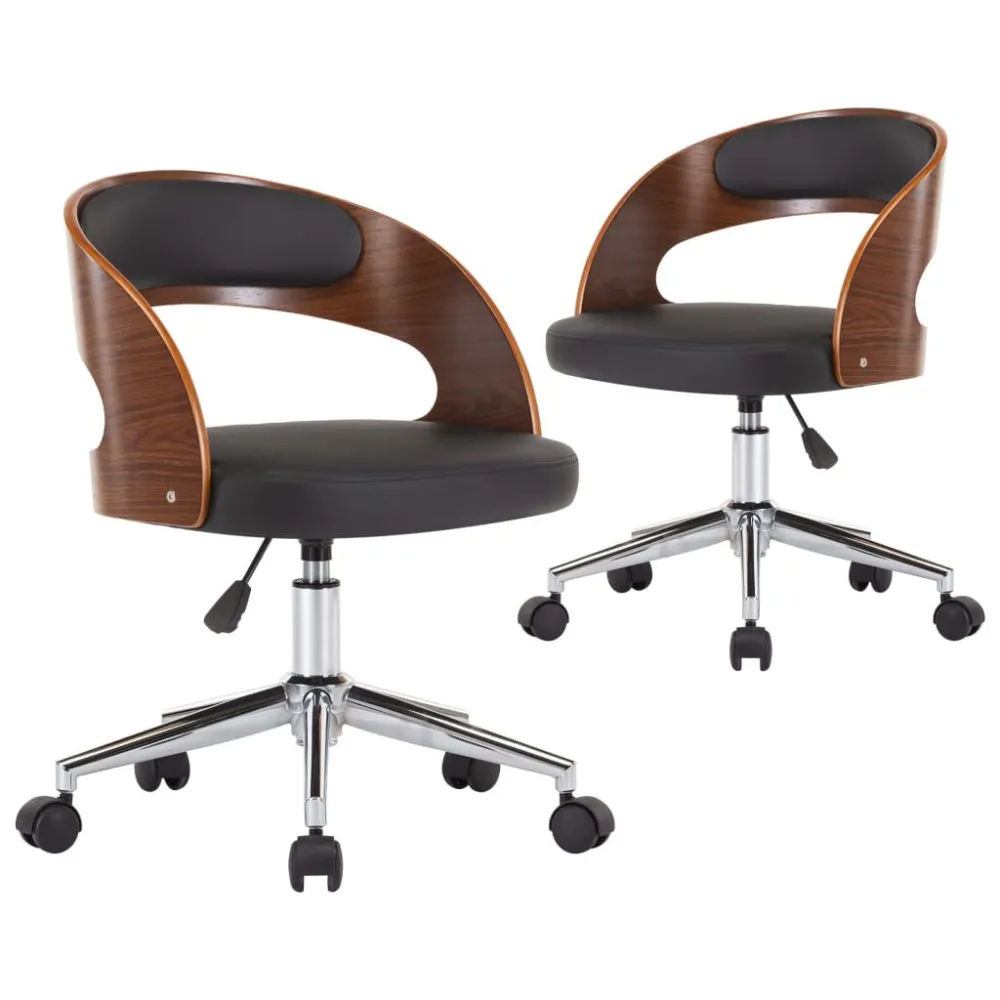 Estante para Jogos Cadeiras jantar 2 pcs madeira curvada e couro artificial preto