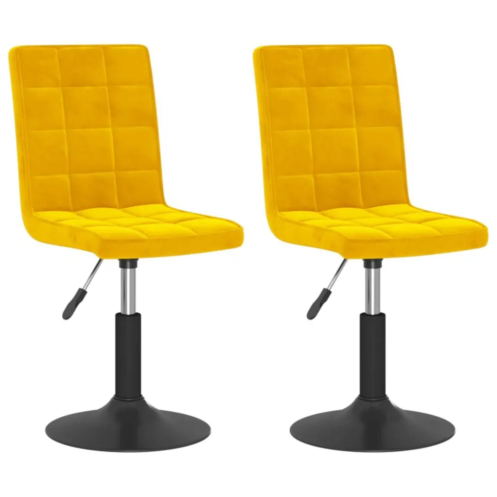 Mesa de Air Hockey Cadeiras de jantar giratórias 2 pcs veludo amarelo mostarda