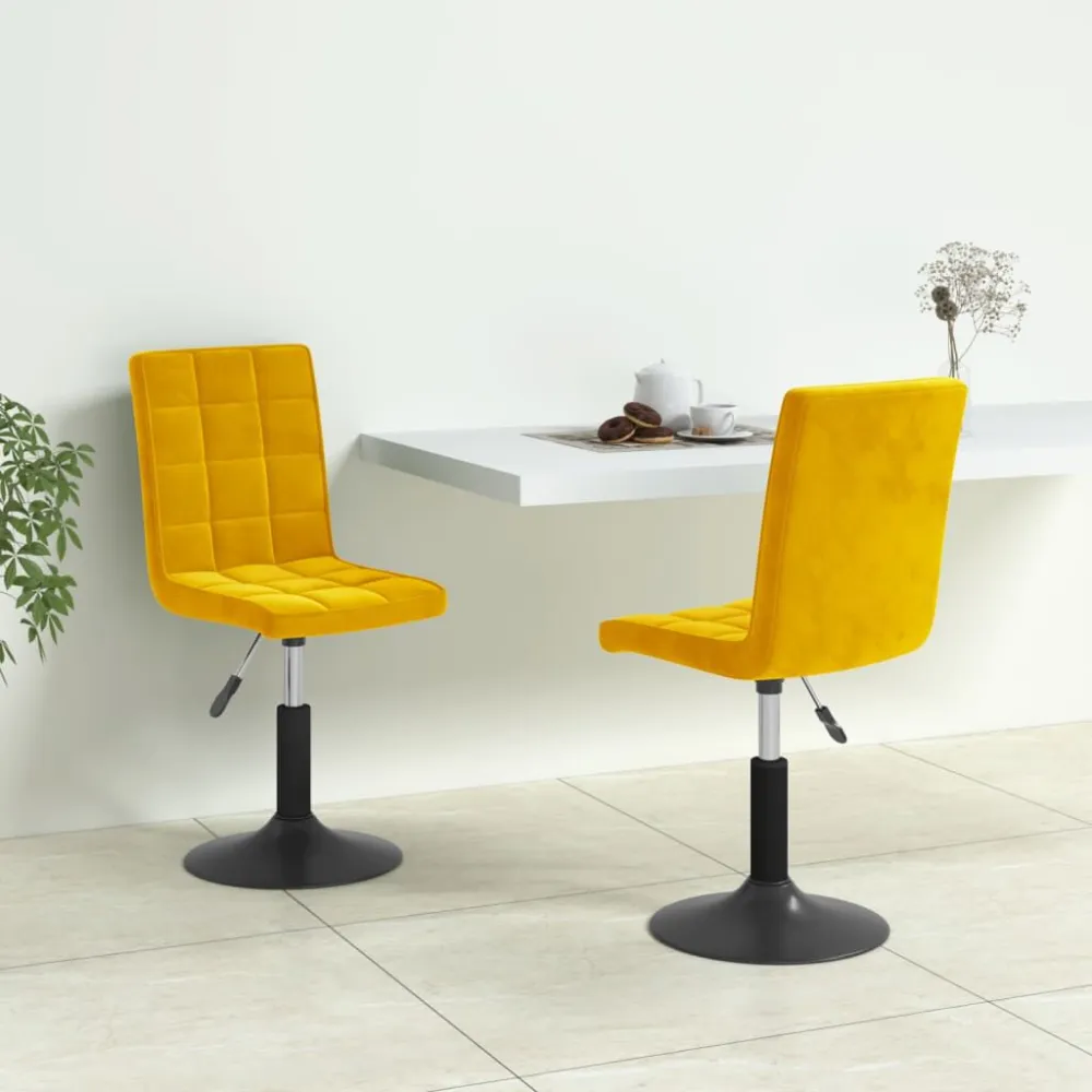 Mesa de Air Hockey Cadeiras de jantar giratórias 2 pcs veludo amarelo mostarda