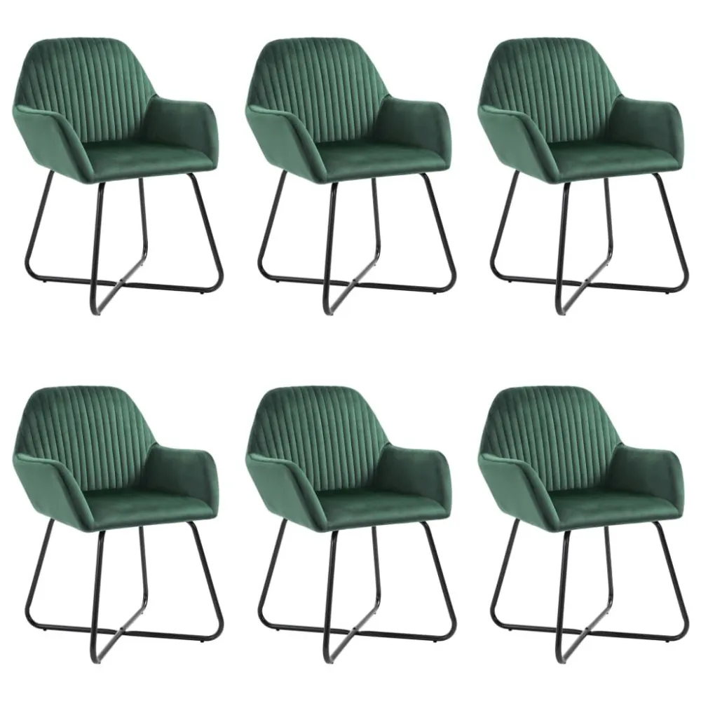 Mesa de Air Hockey Cadeiras de jantar 6 pcs veludo verde
