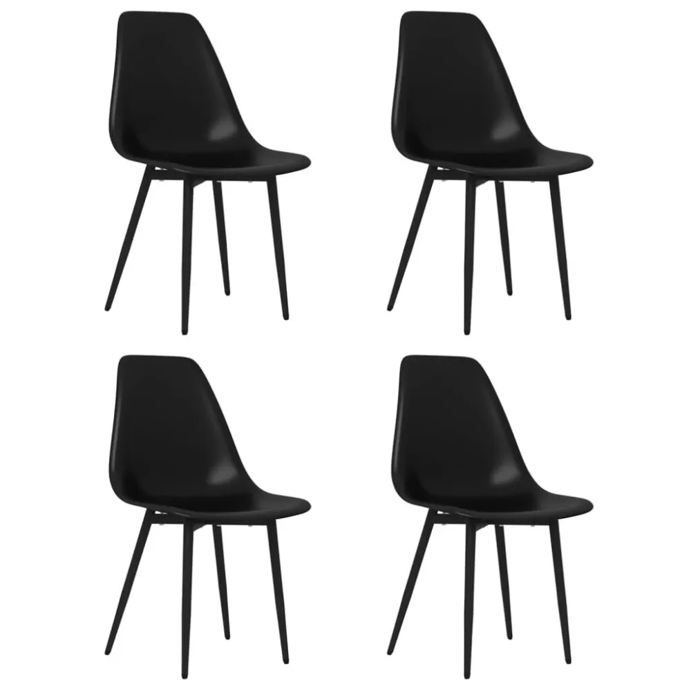 Mesa de Poker Cadeiras de jantar 4 pcs PP preto