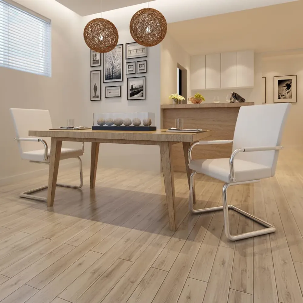 Mesa de Sinuca Cadeiras de jantar cantilever 2 pcs couro artificial branco