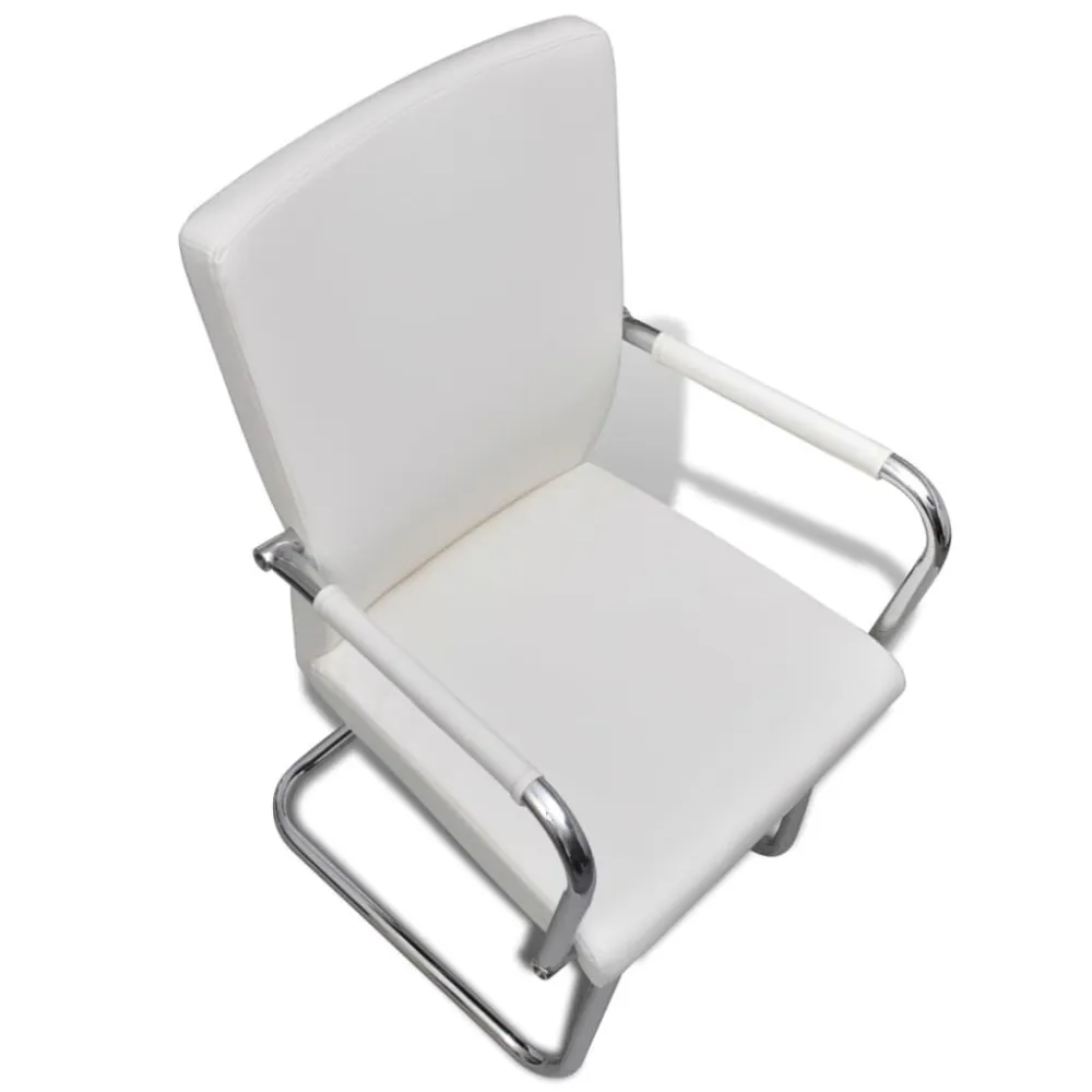 Mesa de Sinuca Cadeiras de jantar cantilever 2 pcs couro artificial branco