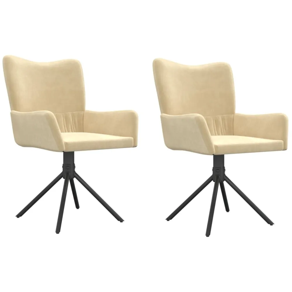 Mesa de Sinuca Cadeiras de jantar giratórias 2 pcs veludo cor creme