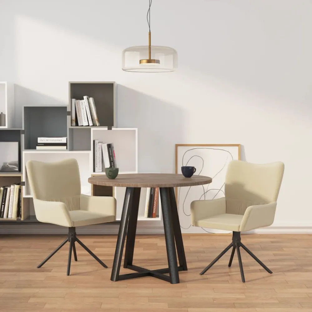 Mesa de Sinuca Cadeiras de jantar giratórias 2 pcs veludo cor creme