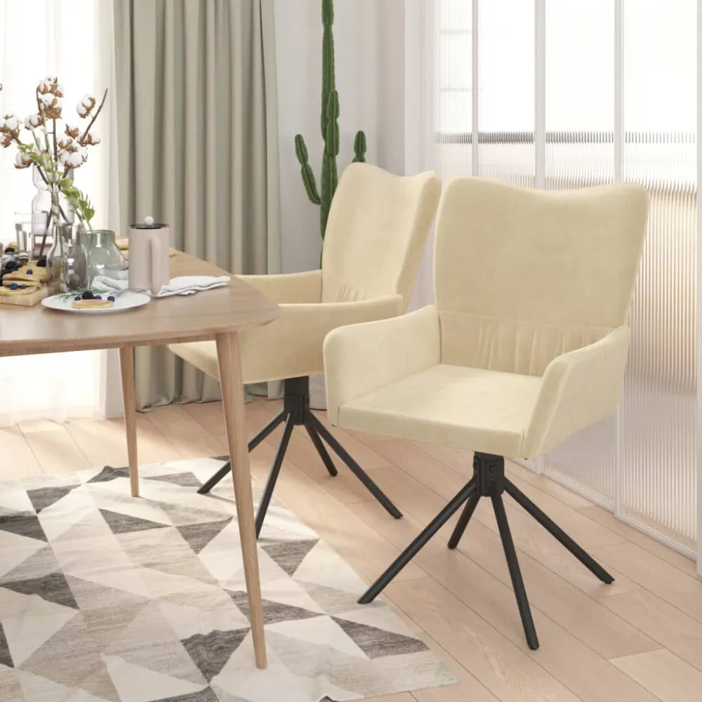 Mesa de Sinuca Cadeiras de jantar giratórias 2 pcs veludo cor creme
