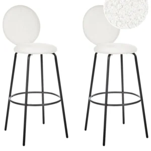 Resistente para Ambientes de Lazer Banco de bar Conjunto de 2 Bouclé Branco EMERY