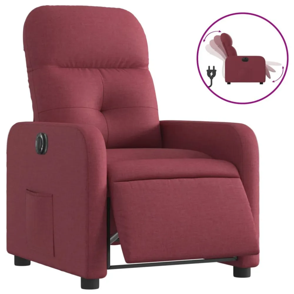 Poltrona elétrica reclinável tecido vermelho tinto