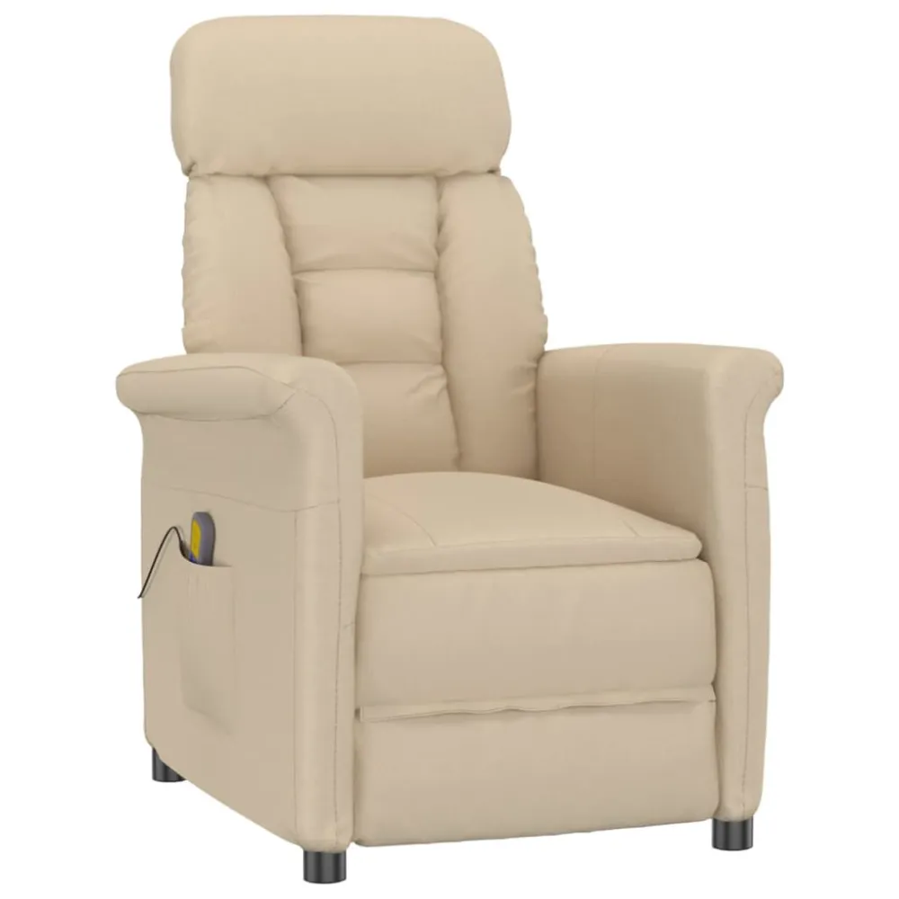 Poltrona de massagens reclinável camurç artificial cor creme