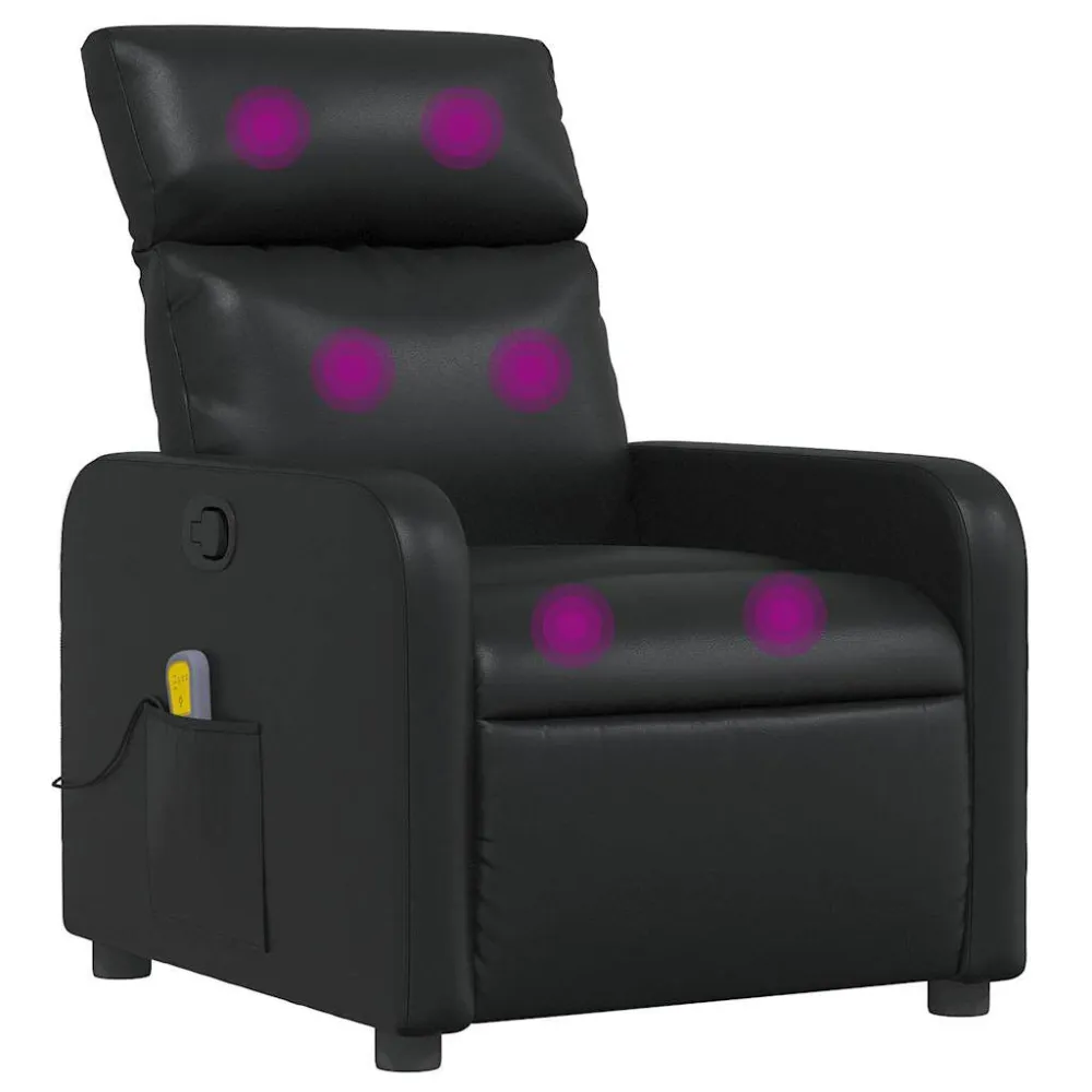 Poltrona de massagens reclinável couro artificial preto