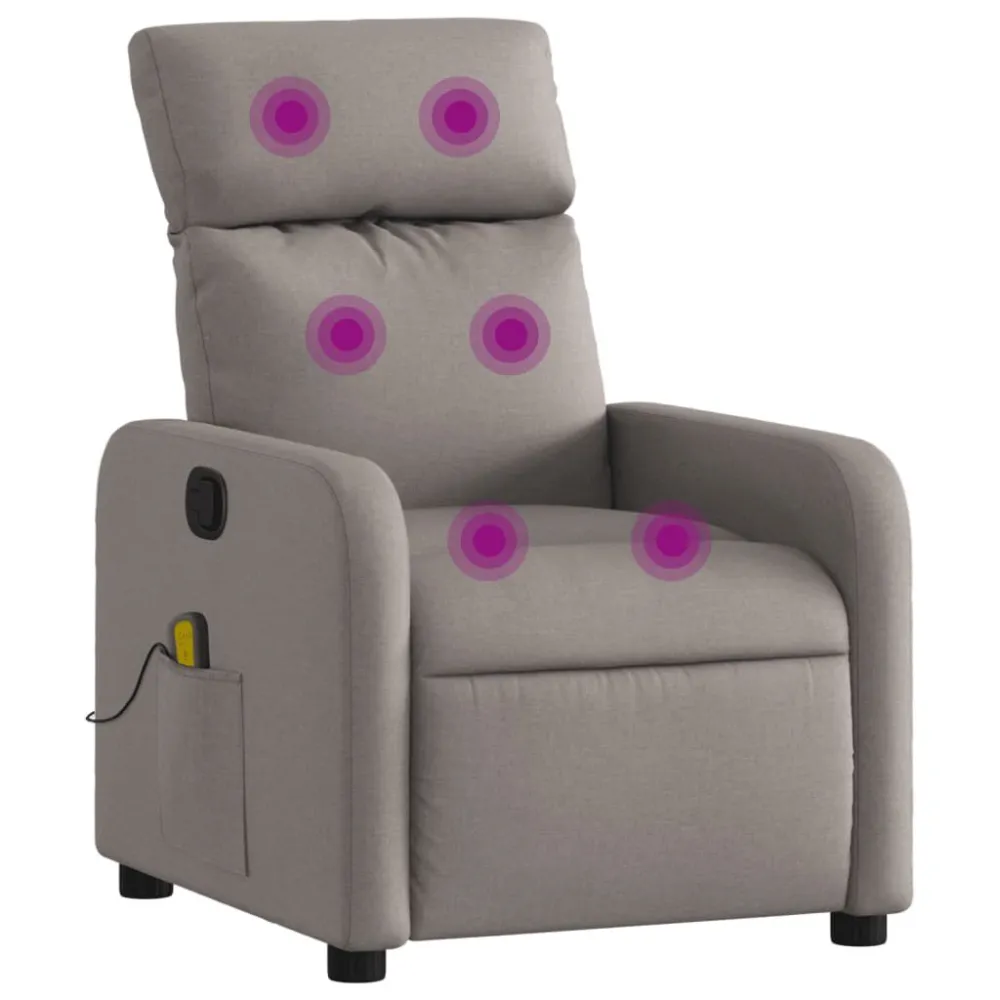 Poltrona de massagens reclinável tecido cinzento-acastanhado