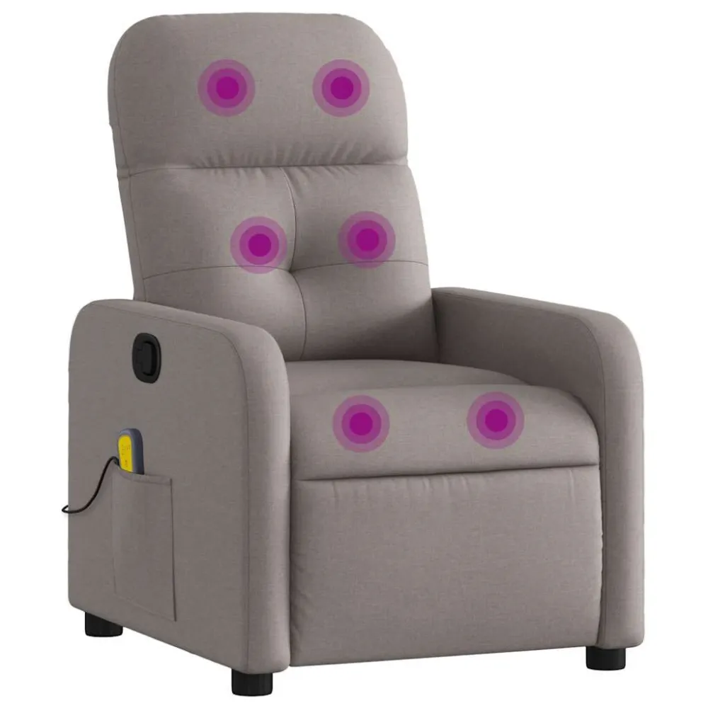 Poltrona de massagens reclinável tecido cinzento-acastanhado