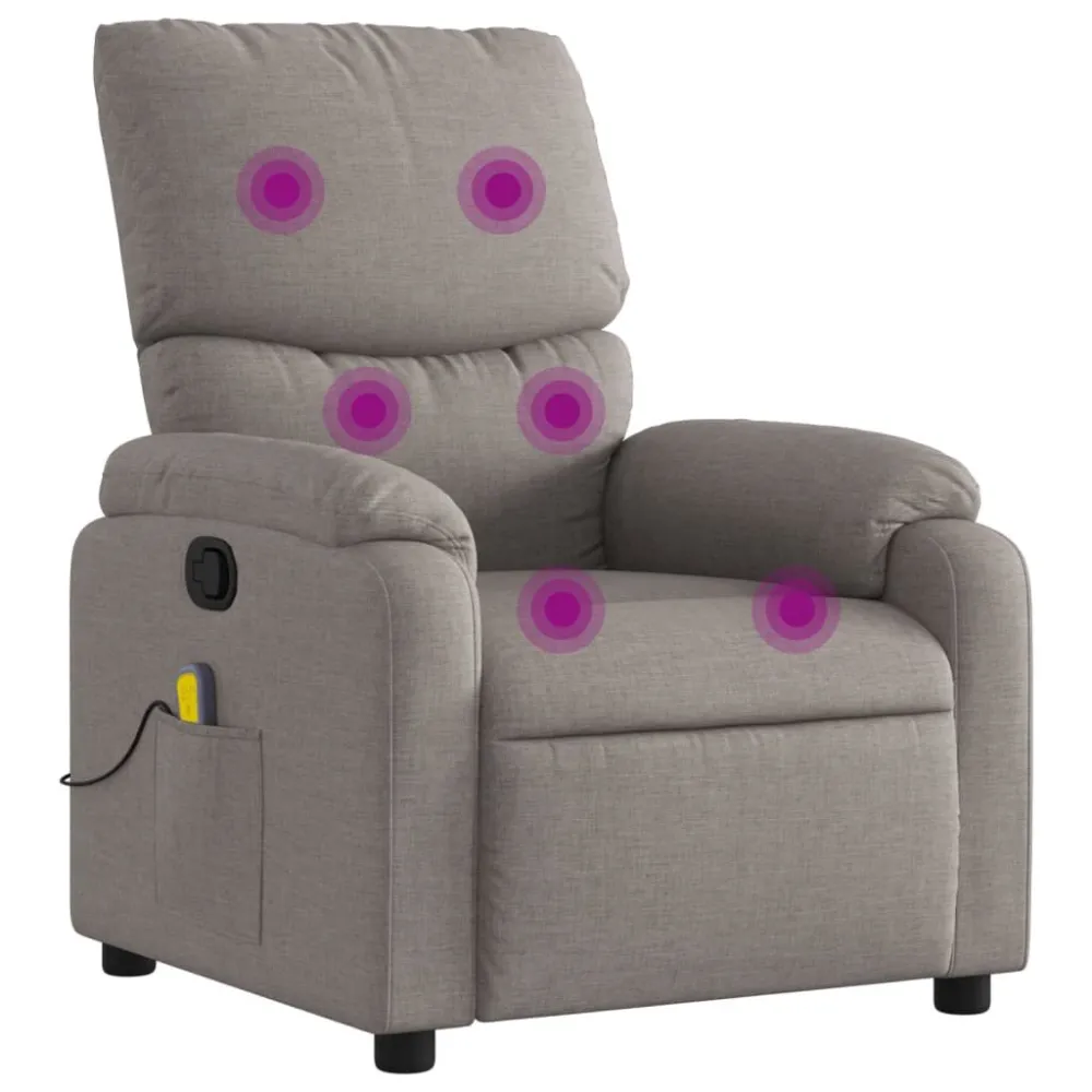Poltrona de massagens reclinável tecido cinzento-acastanhado