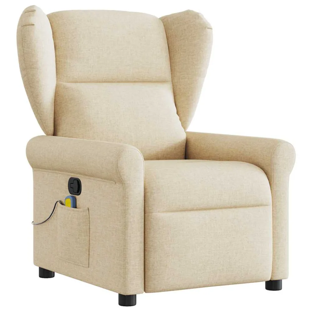 Poltrona de massagens reclinável tecido cor creme