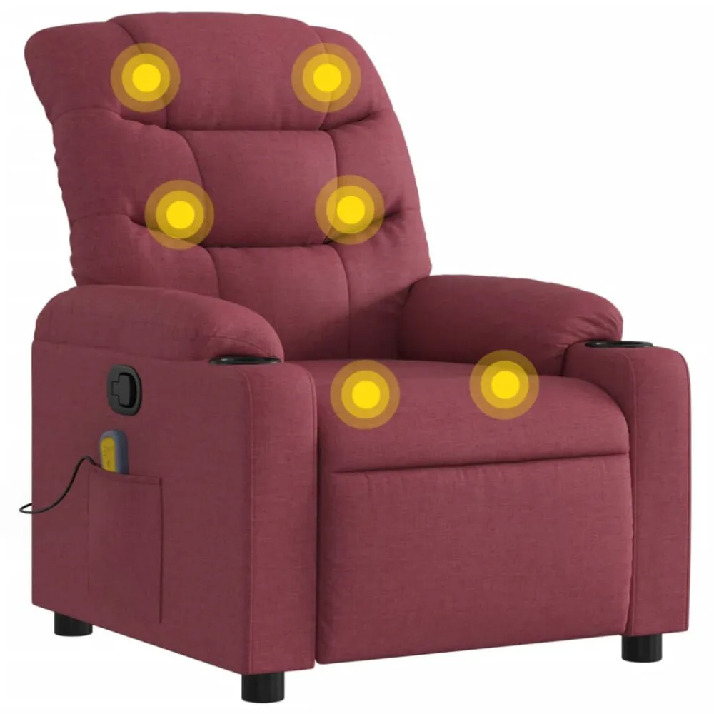 Poltrona de massagens reclinável tecido vermelho tinto