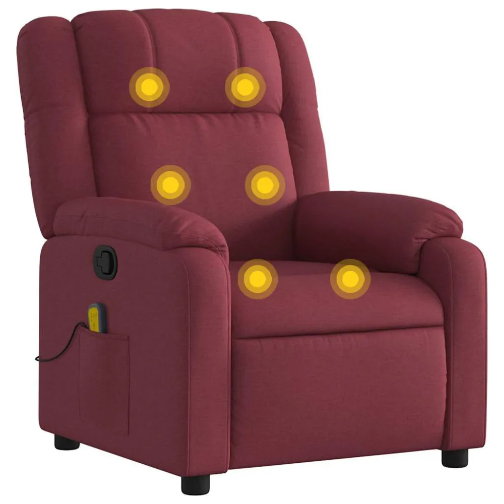 Poltrona de massagens reclinável tecido vermelho tinto