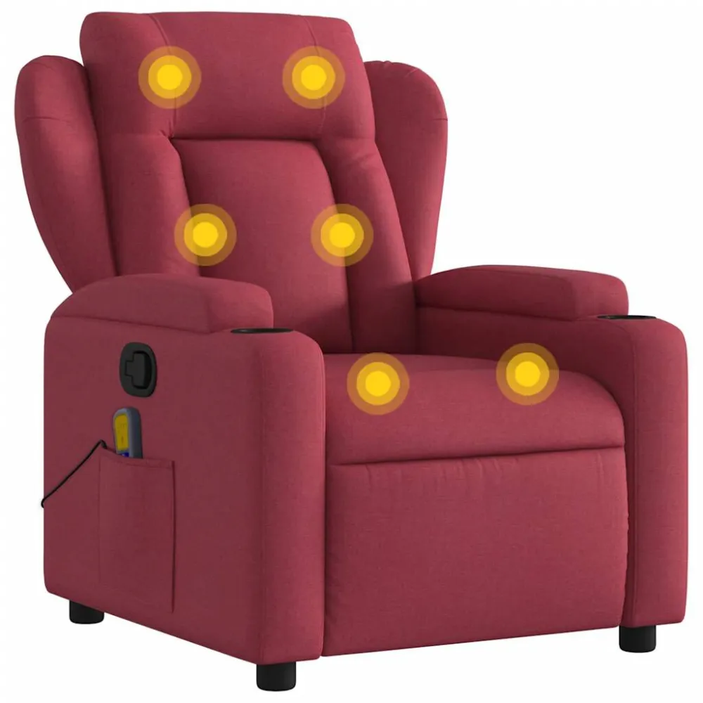 Poltrona de massagens reclinável tecido vermelho tinto
