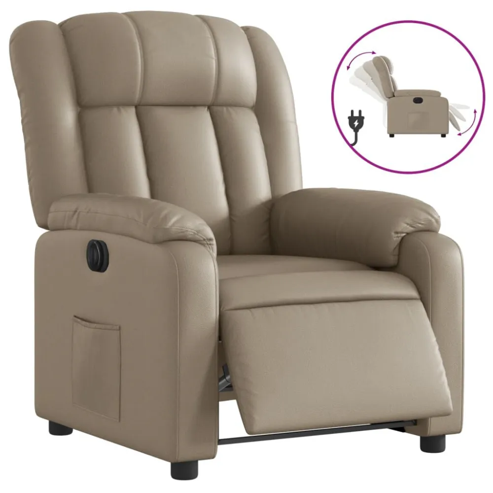 Poltrona reclinável elétrica couro artificial cor cappuccino