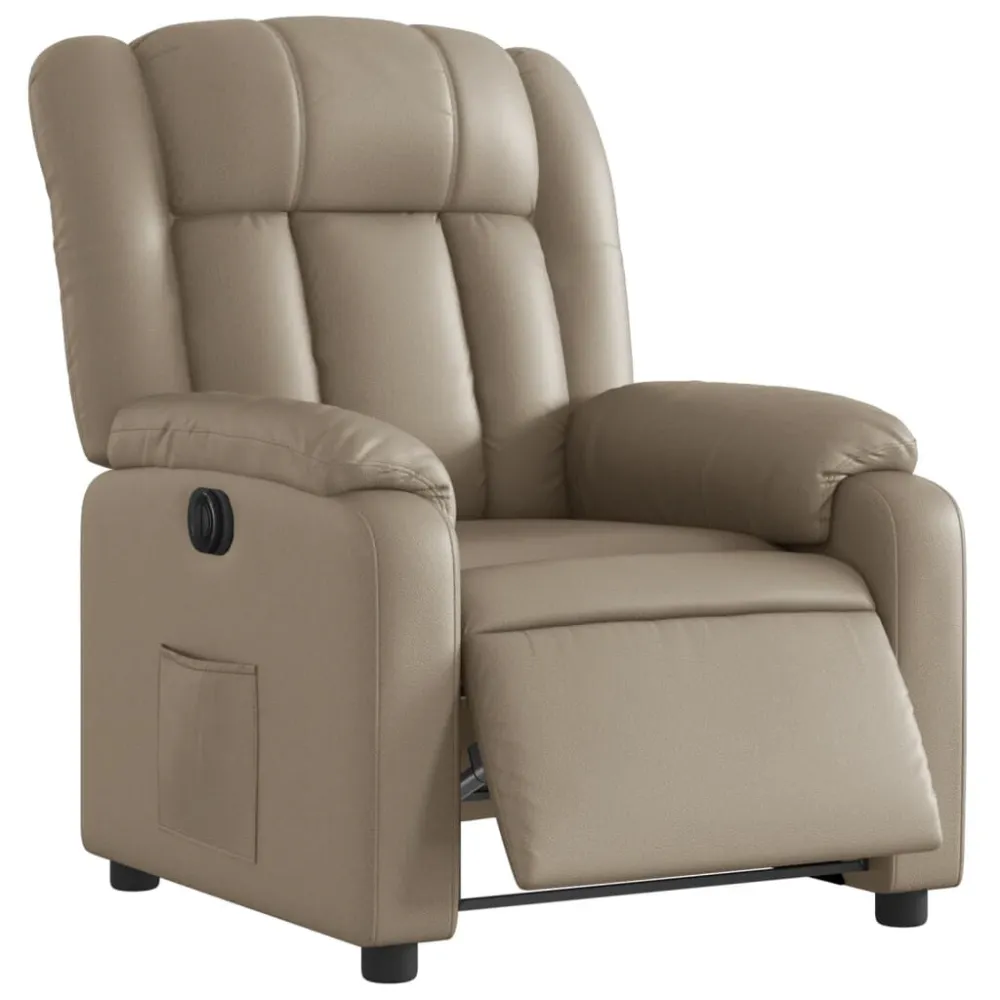 Poltrona reclinável elétrica couro artificial cor cappuccino