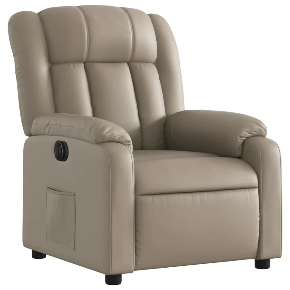 Poltrona reclinável elétrica couro artificial cor cappuccino