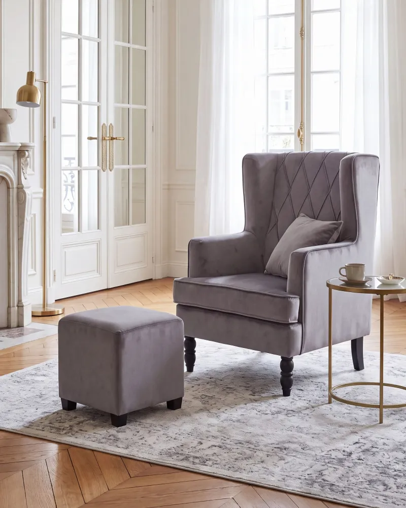 Poltrona SANDSET Veludo Cinzento