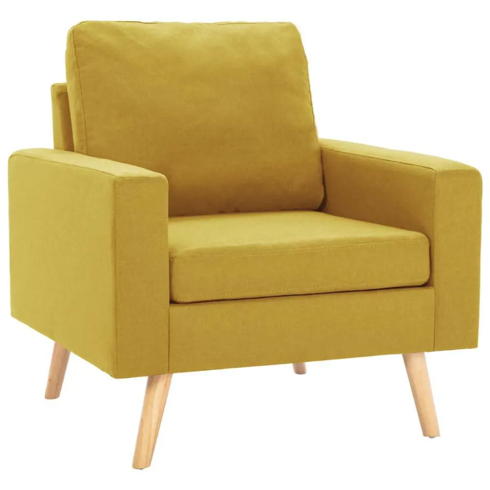 Poltrona em tecido amarelo