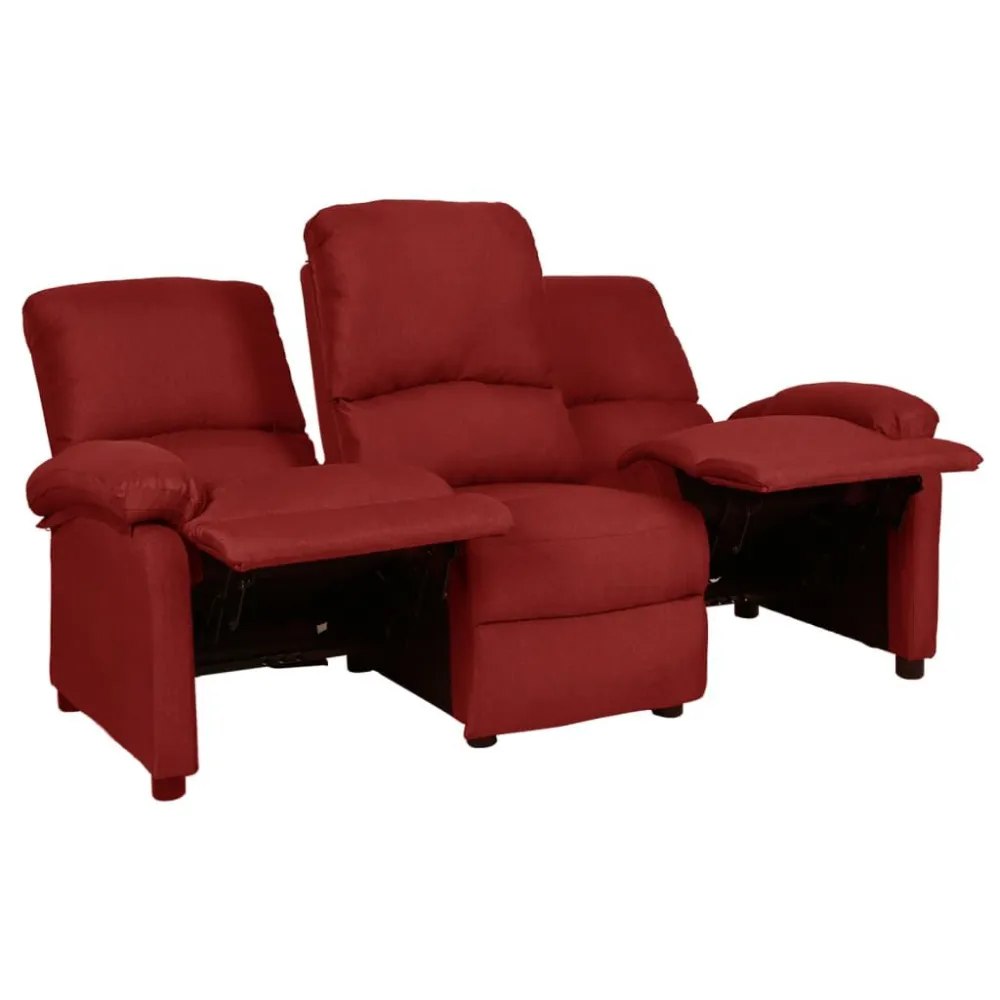 Sofá de 3 lugares reclinável em tecido vermelho tinto