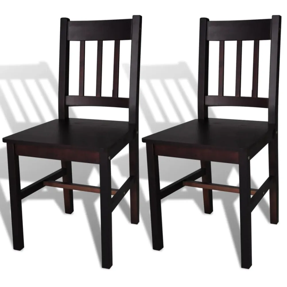 Armário para Louças Cadeiras de jantar 2 pcs madeira de pinho castanho-escuro