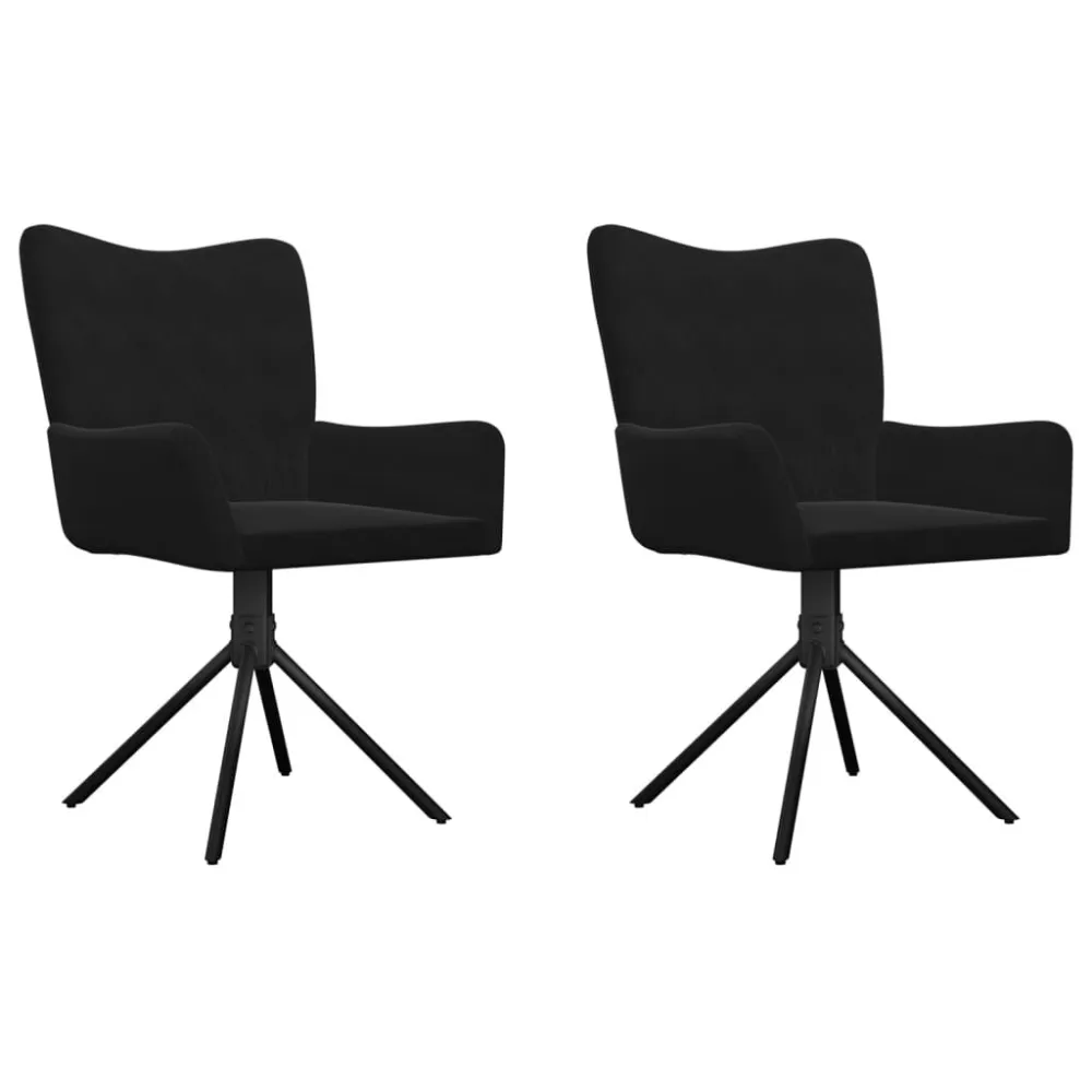 Banqueta com Encosto Cadeiras de jantar giratórias 2 pcs veludo preto