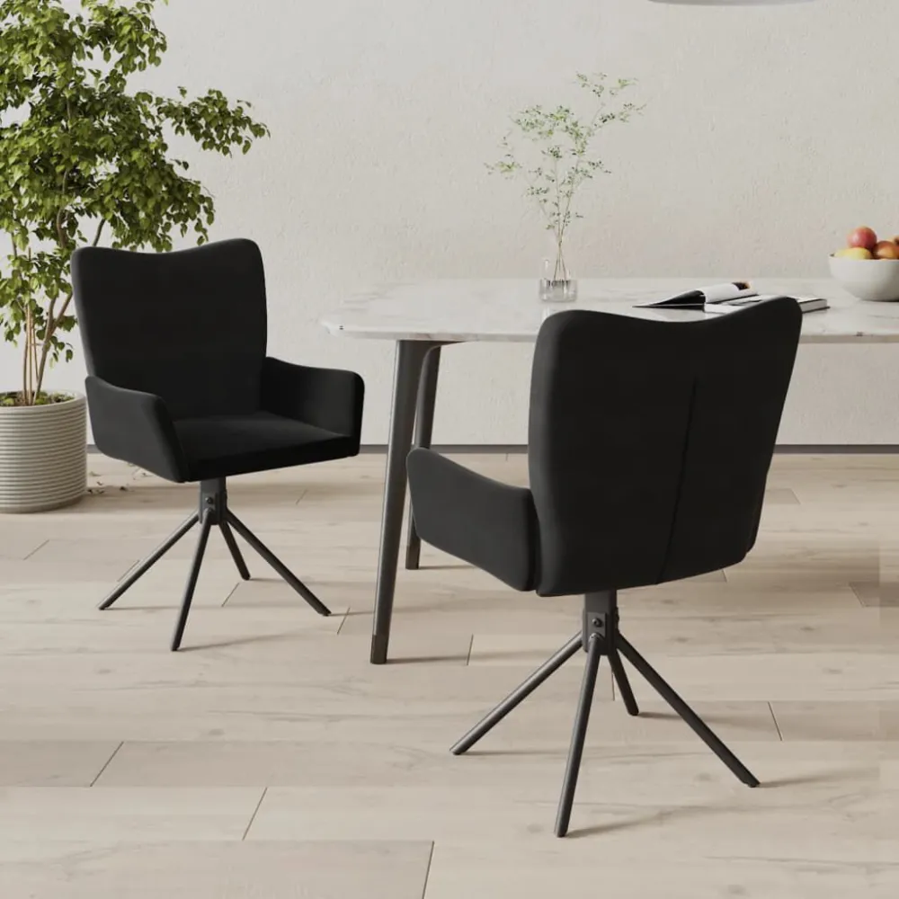 Banqueta com Encosto Cadeiras de jantar giratórias 2 pcs veludo preto