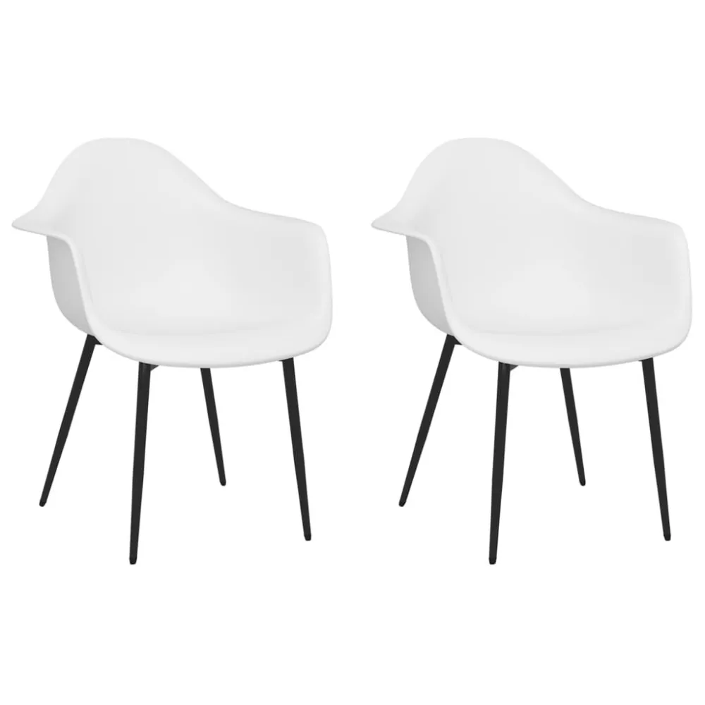 Banqueta com Encosto Cadeiras de jantar 2 pcs PP branco