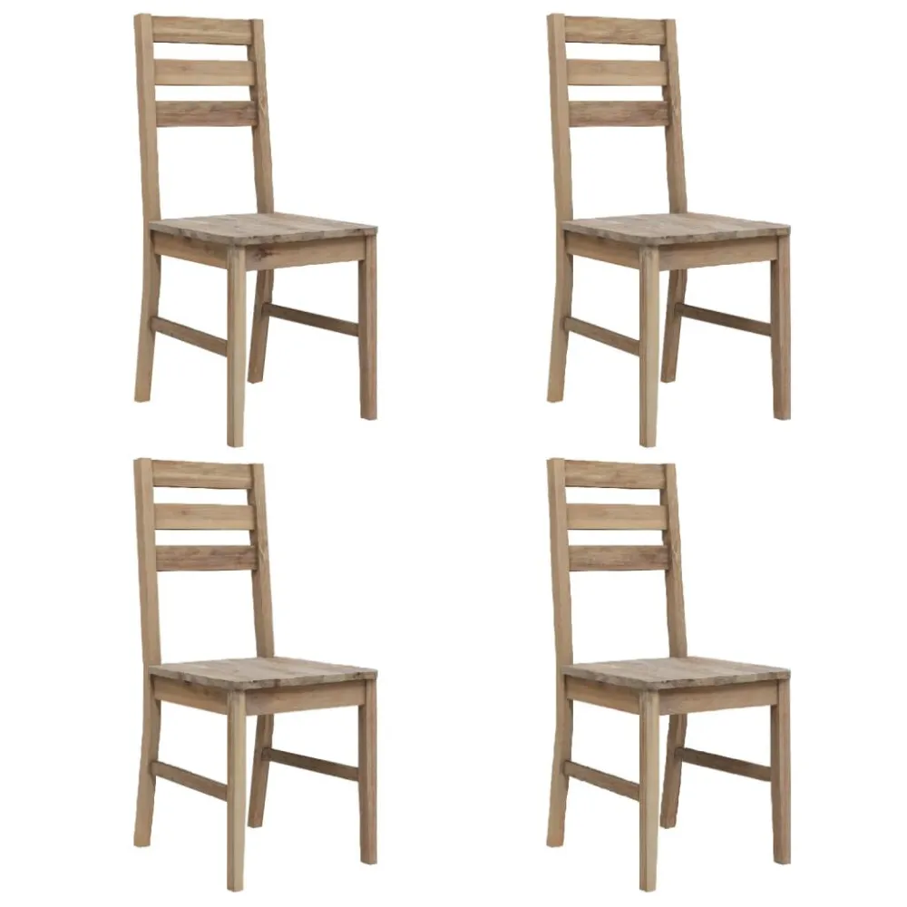 Banqueta com Encosto Cadeiras de jantar 4 pcs madeira de acácia maciç